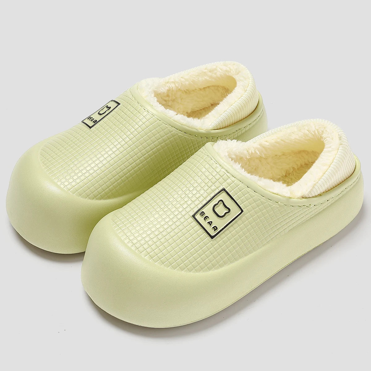 Plush-Lined Waterproof Slippers with Thick Sole
