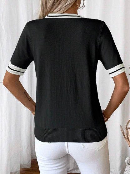 Celeste Modern Striped Knit Blouse