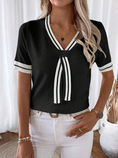 Celeste Modern Striped Knit Blouse
