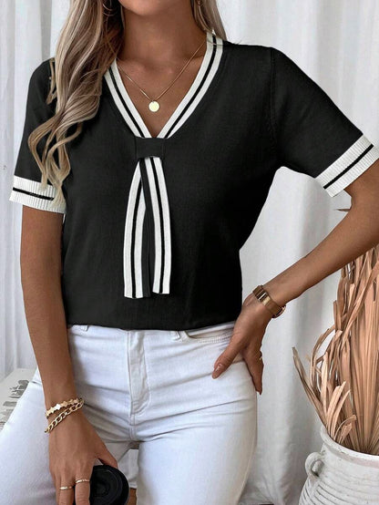 Celeste Modern Striped Knit Blouse