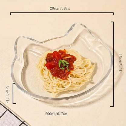 Crystal Clear Cat-Shaped Glass Plates