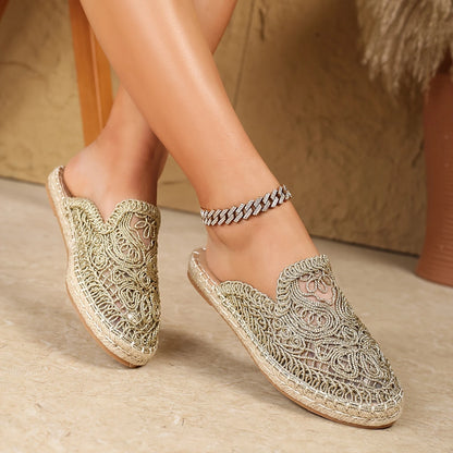 Breeze Blossom - Airy Embroidered Comfort Mules