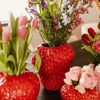 Berry Bliss: Vibrant Strawberry Ceramic Vase for a Sweet Touch of Home Décor