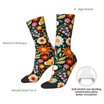 Floral Fusion Breathable Crew Socks