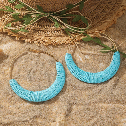 Coastal Rhythm Raffia Earrings – Artisan Hoops with Breezy Energy