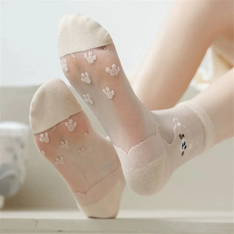Playful Kitty Mesh Ankle Socks