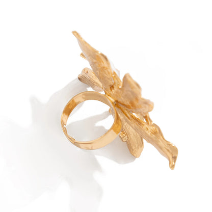 White Blossom Adjustable Statement Ring