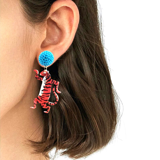 Fierce & Playful Dancing Tiger Earrings