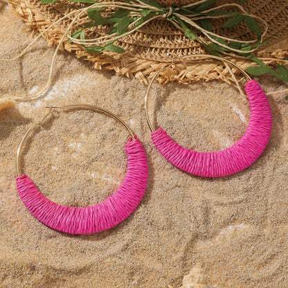 Coastal Rhythm Raffia Earrings – Artisan Hoops with Breezy Energy