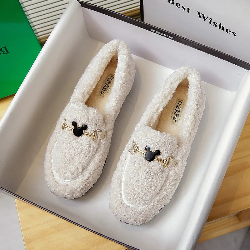 Women's Luxurious Fleece-Lined Buckle Moccasins - Cozy Winter Loafers