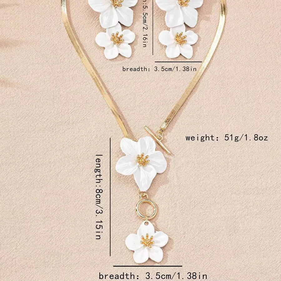 Petals by the Shore Necklace Earrings Set