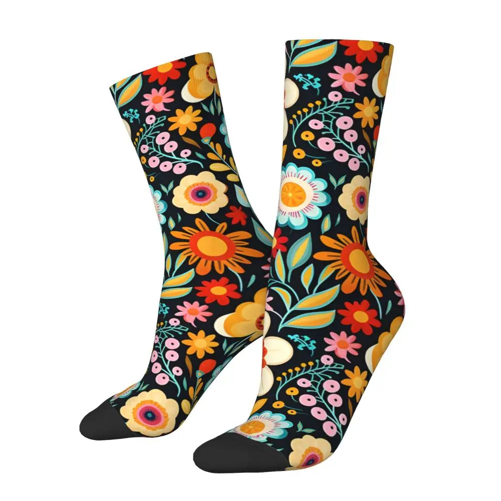 Floral Fusion Breathable Crew Socks