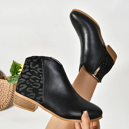 Leopard Touch Ankle Boots