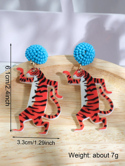 Fierce & Playful Dancing Tiger Earrings