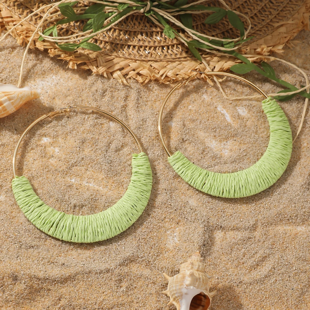 Coastal Rhythm Raffia Earrings – Artisan Hoops with Breezy Energy