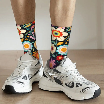 Floral Fusion Breathable Crew Socks