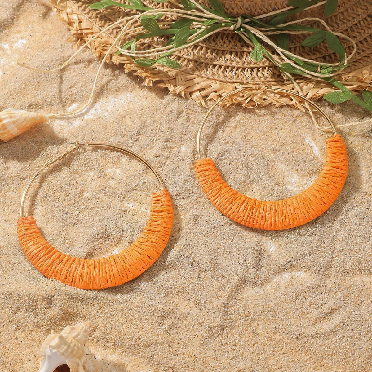 Coastal Rhythm Raffia Earrings – Artisan Hoops with Breezy Energy