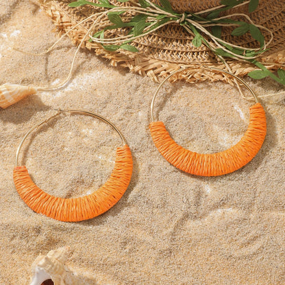 Coastal Rhythm Raffia Earrings – Artisan Hoops with Breezy Energy