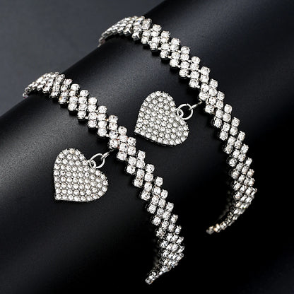 Moonlight Charm Crystal Heart Bracelet & Anklet Set