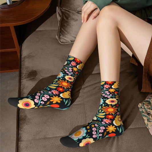 Floral Fusion Breathable Crew Socks