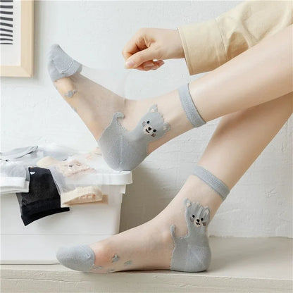Playful Kitty Mesh Ankle Socks