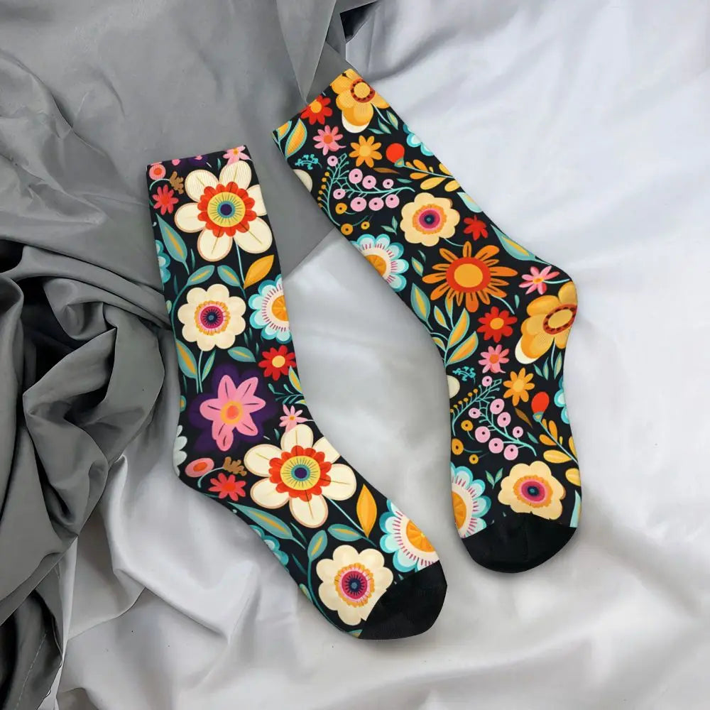 Floral Fusion Breathable Crew Socks