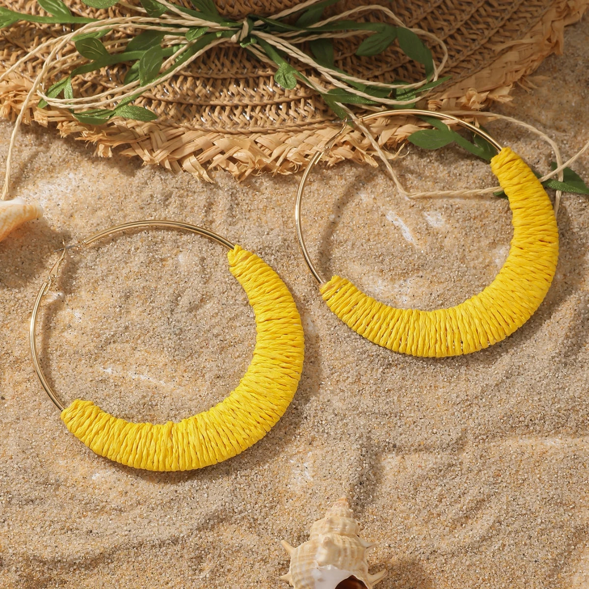 Coastal Rhythm Raffia Earrings – Artisan Hoops with Breezy Energy