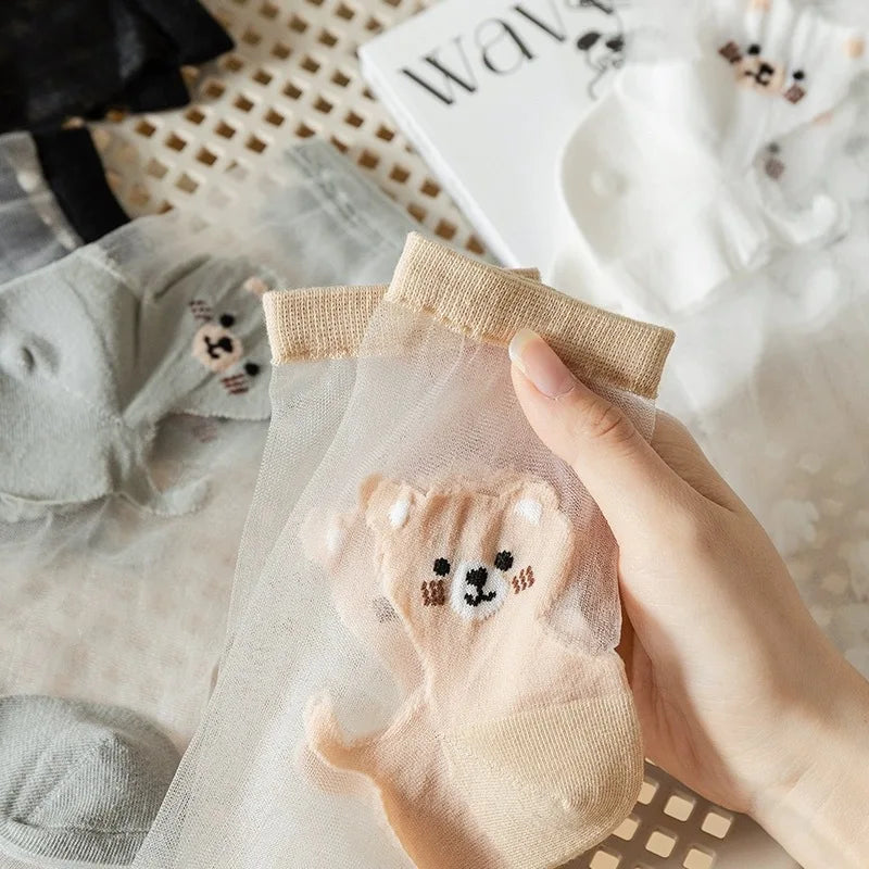 Playful Kitty Mesh Ankle Socks
