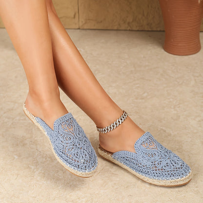 Breeze Blossom - Airy Embroidered Comfort Mules