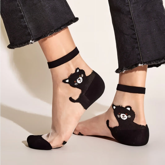 Playful Kitty Mesh Ankle Socks