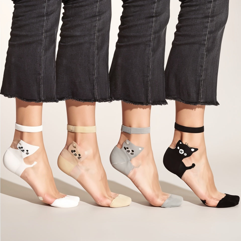 Playful Kitty Mesh Ankle Socks