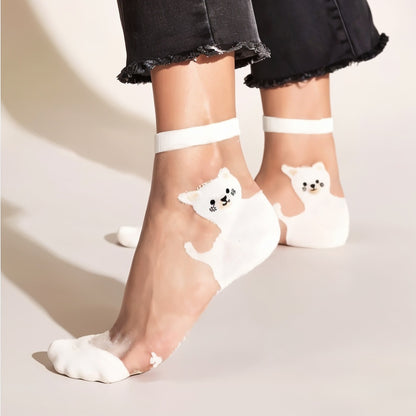 Playful Kitty Mesh Ankle Socks