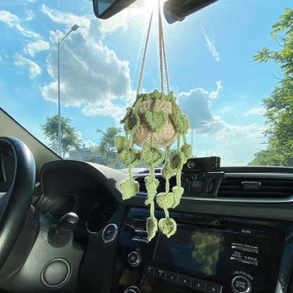 Verdant Voyage: Handcrafted Artisan Crochet Plant Decor for Your Car