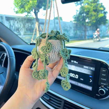 Verdant Voyage: Handcrafted Artisan Crochet Plant Decor for Your Car