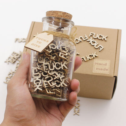 No More F*cks: Humorous 5oz 'F*cks to Give' Wooden Jar Gift