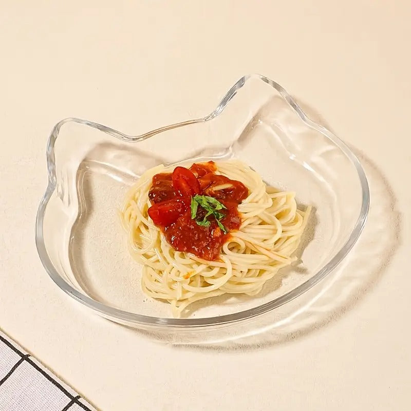 Crystal Clear Cat-Shaped Glass Plates